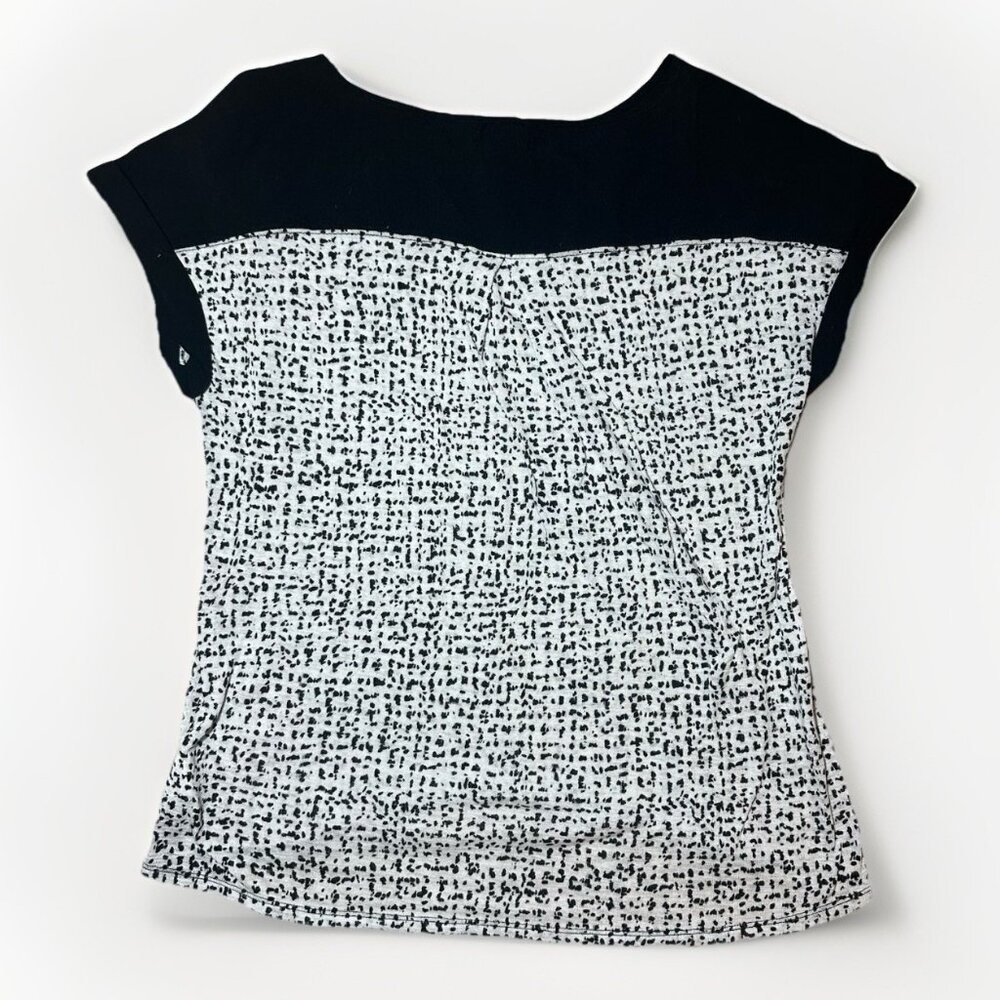 Calvin Klein Top Women’s Large Black And White Dot Print Color Block Pocket - Picture 13 of 13